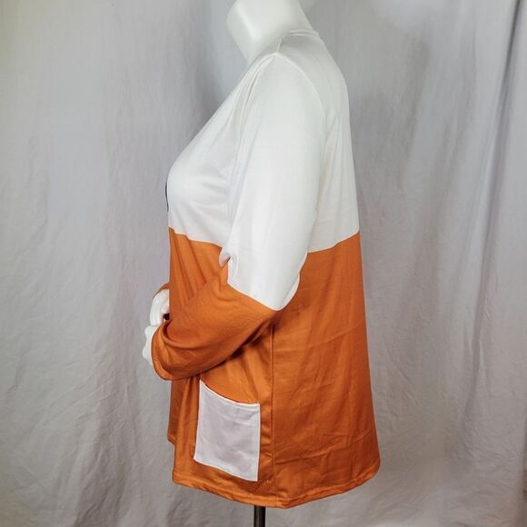 Orange and Creme Black Cat and Pumpkin Halloween Color Block Shirt Size 2XL‎ - Picture 2 of 9